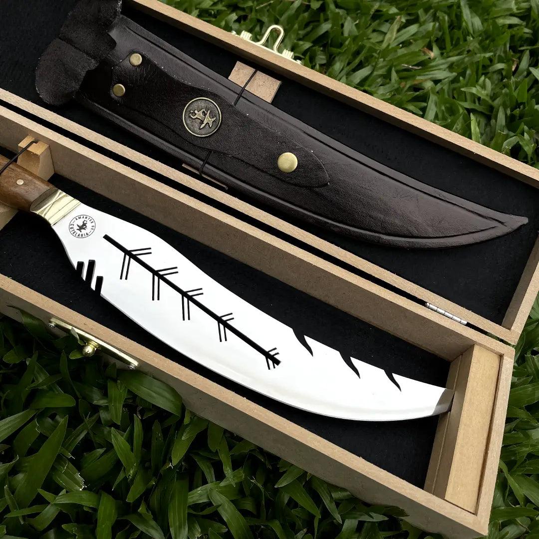Faca Churrasco Artesanal Personalizada Turca Folha | Aço Inox 11"