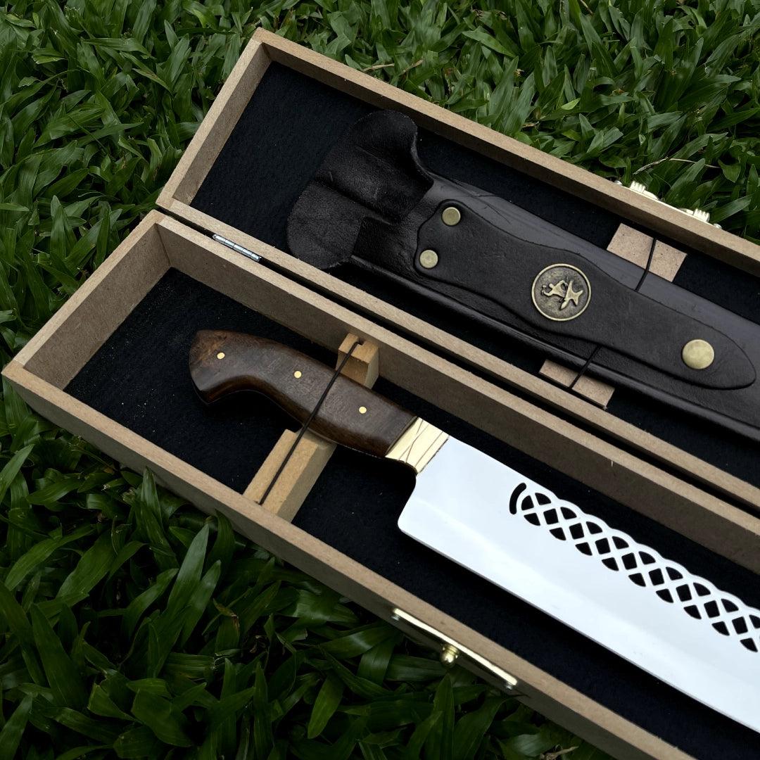Faca Churrasco Artesanal Personalizada Picanheira Trançada | Aço Inox 10"
