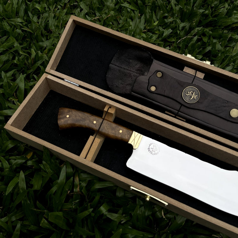 Faca Churrasco Artesanal Personalizada Larga | Aço Inox 10"