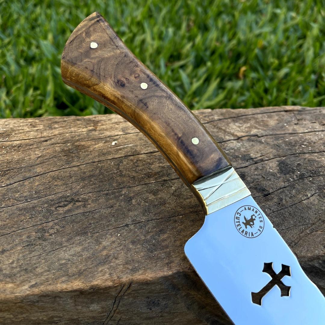 Faca Churrasco Artesanal Personalizada Picanheira Slim Com e Sem Cruz | Aço Inox 10"