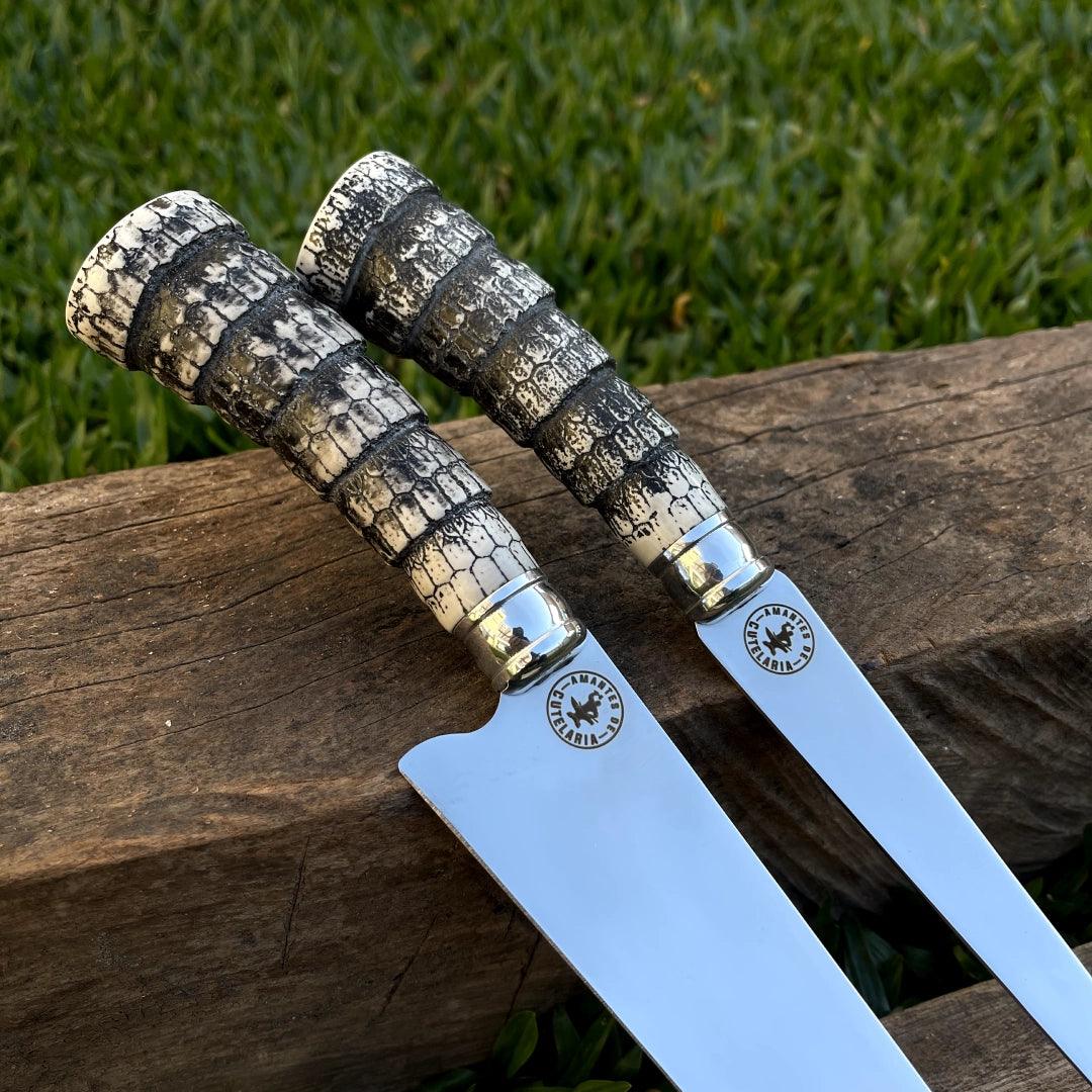 Kit Faca e Garfo Artesanal para Churrasco Personalizada | 9' polegadas