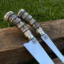 Kit Faca e Garfo Artesanal para Churrasco Personalizada | 9' polegadas