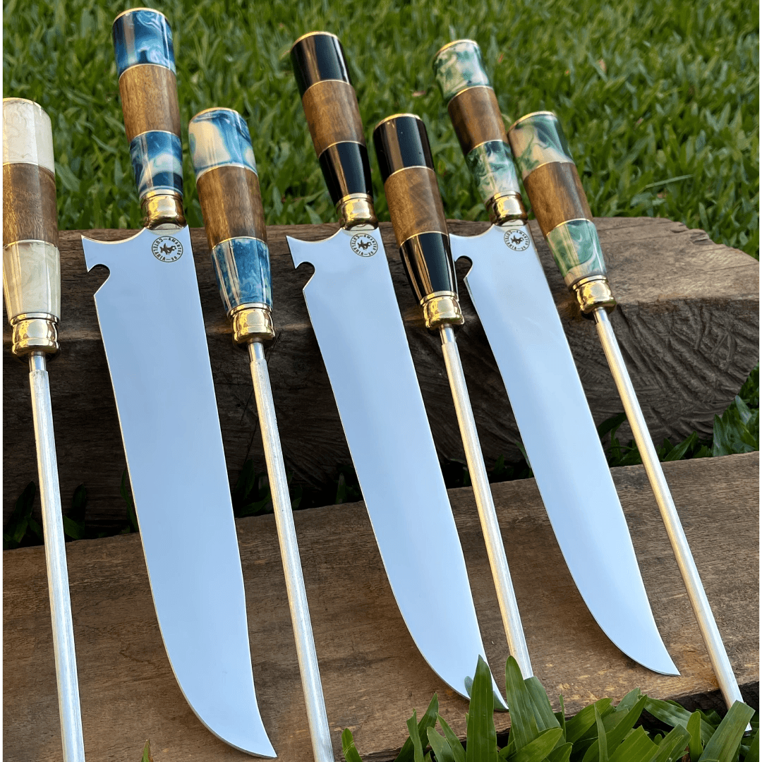 Kit Faca e Chaira Artesanal para Churrasco Personalizada | 10' polegadas