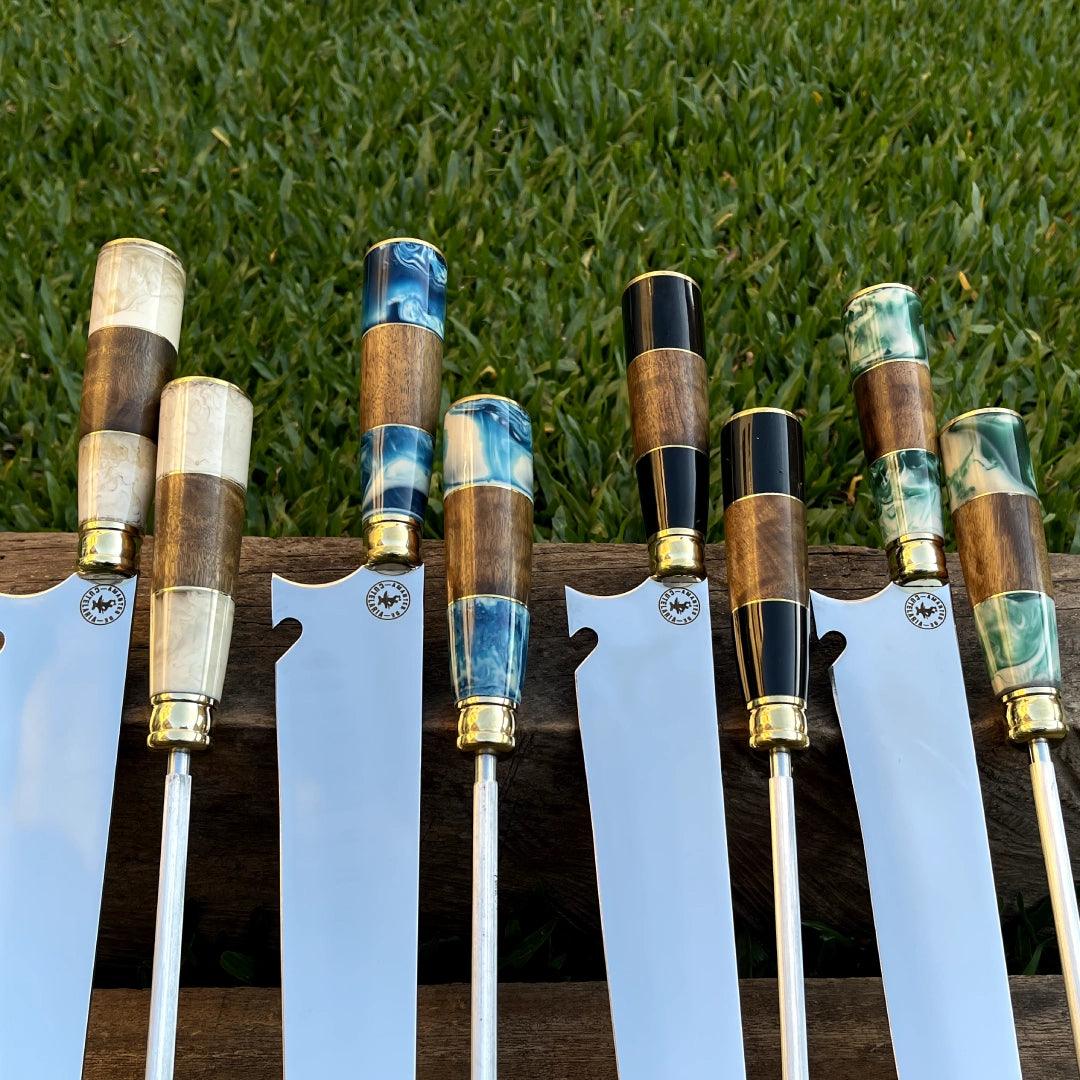 Kit Faca e Chaira Artesanal para Churrasco Personalizada | 10' polegadas