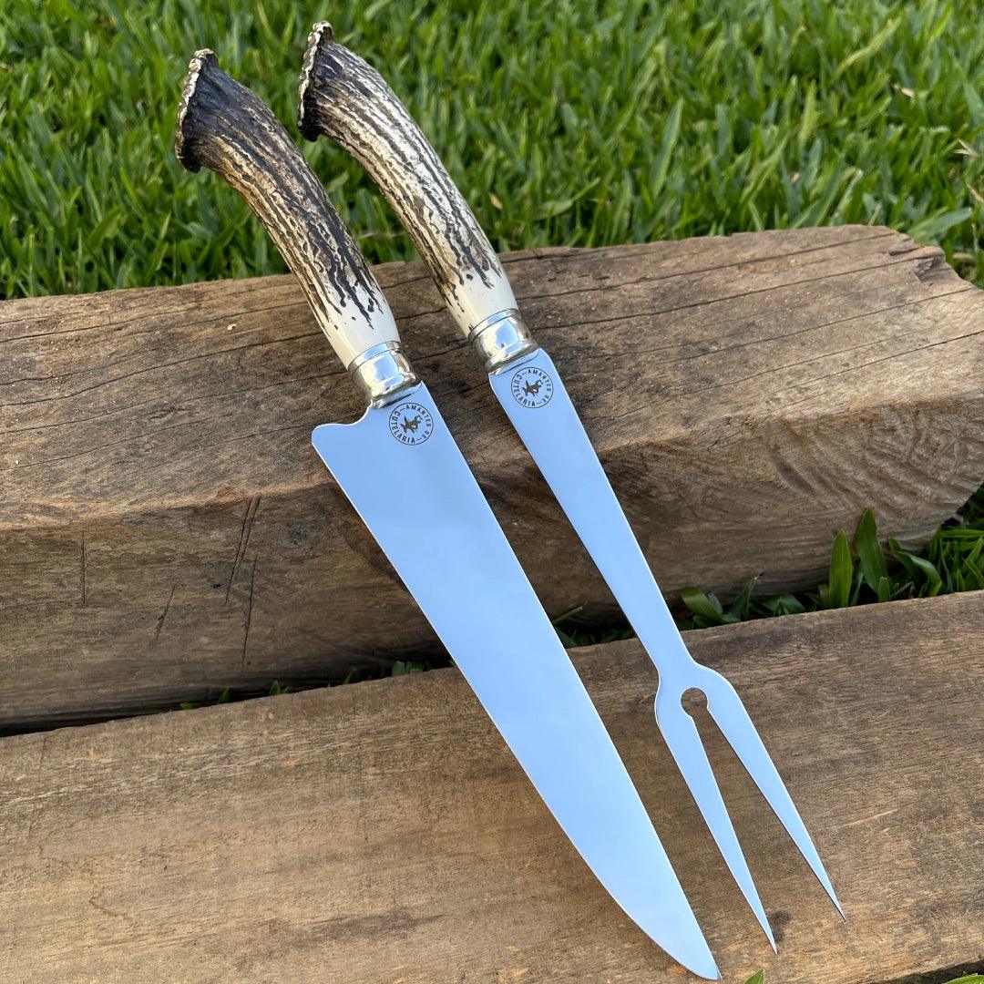 Kit Faca e Garfo Artesanal para Churrasco Personalizada | 9' polegadas