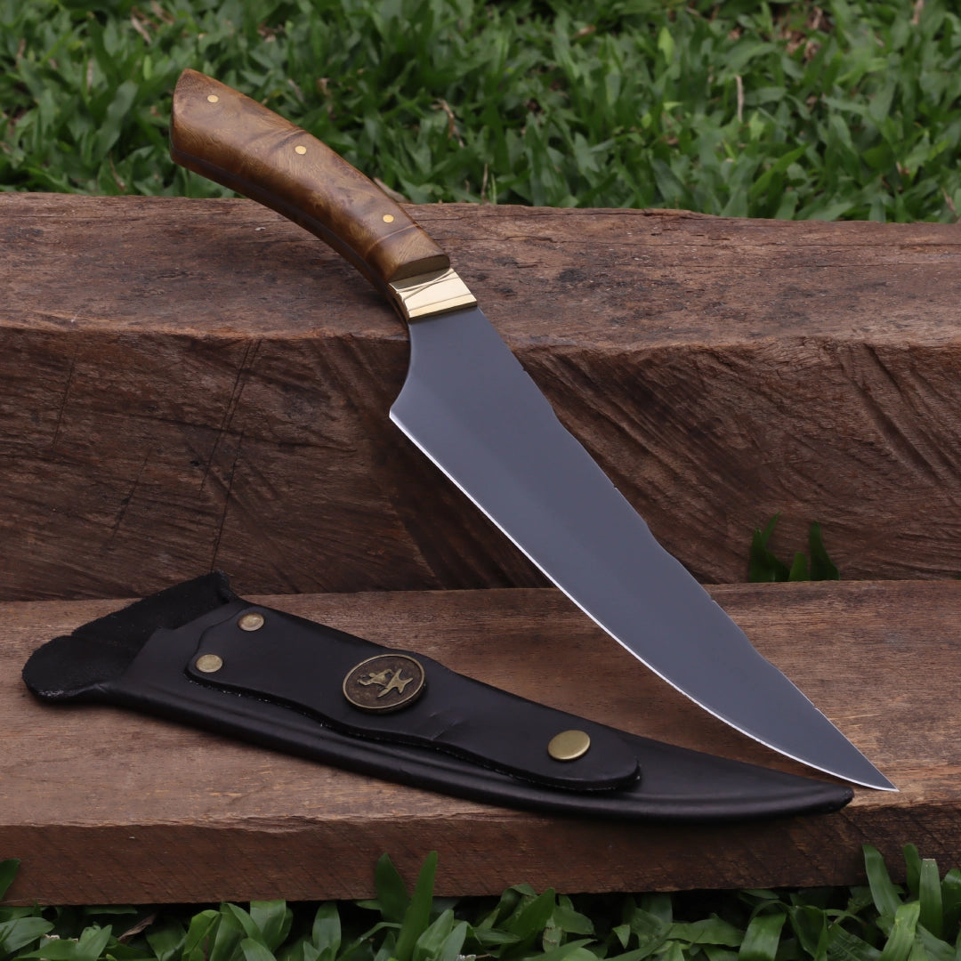 Faca Churrasco Artesanal Personalizada BBQ Turca | Carbono Fosfatizado 8"