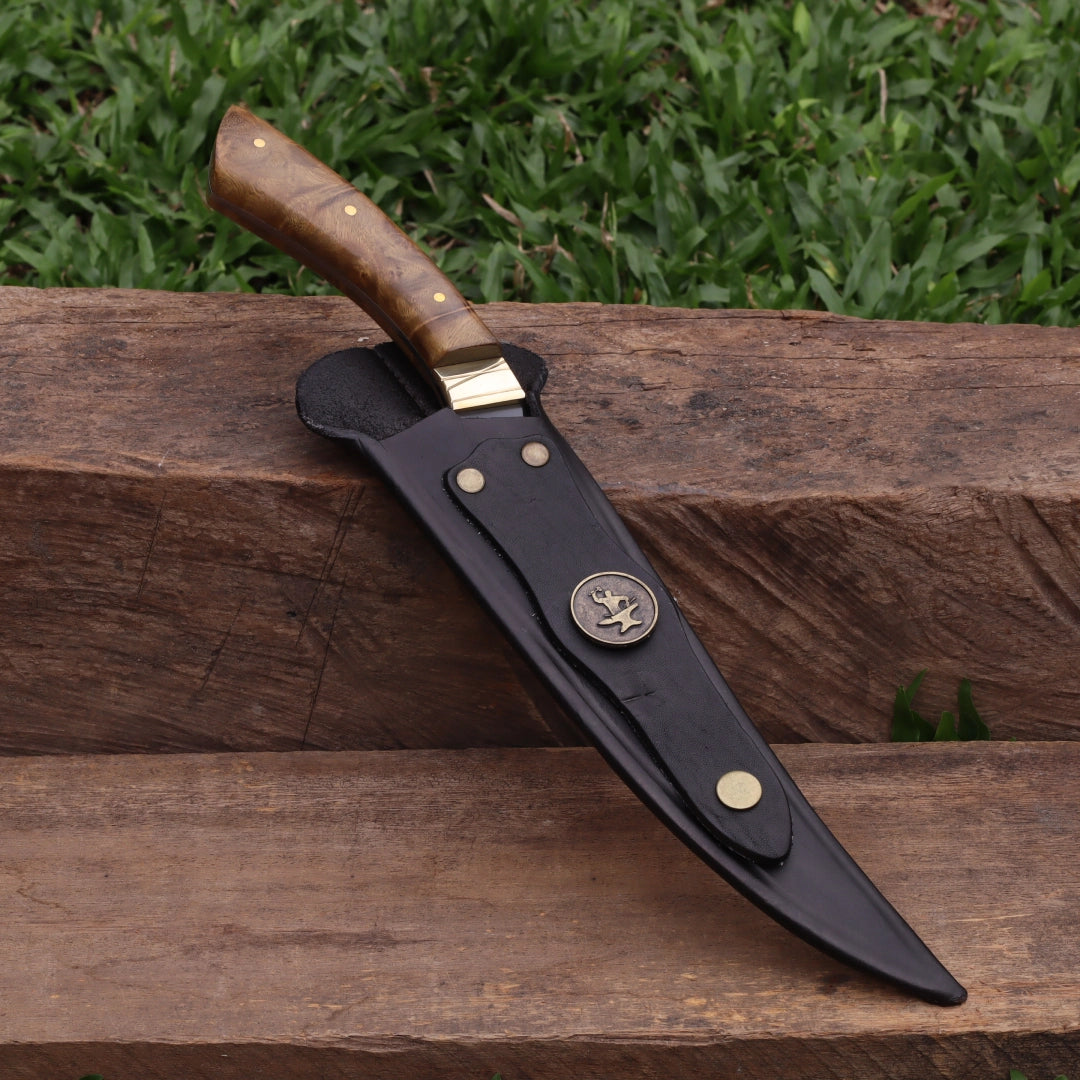 Faca Churrasco Artesanal Personalizada BBQ Turca | Carbono Fosfatizado 8"