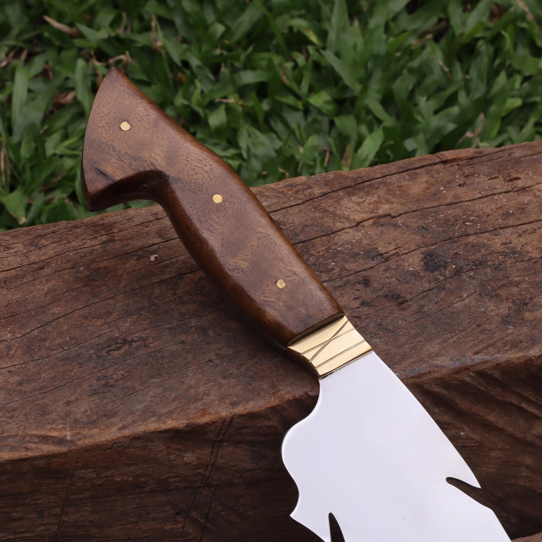 Faca Churrasco Artesanal Personalizada Chamas | Aço Inox 10"