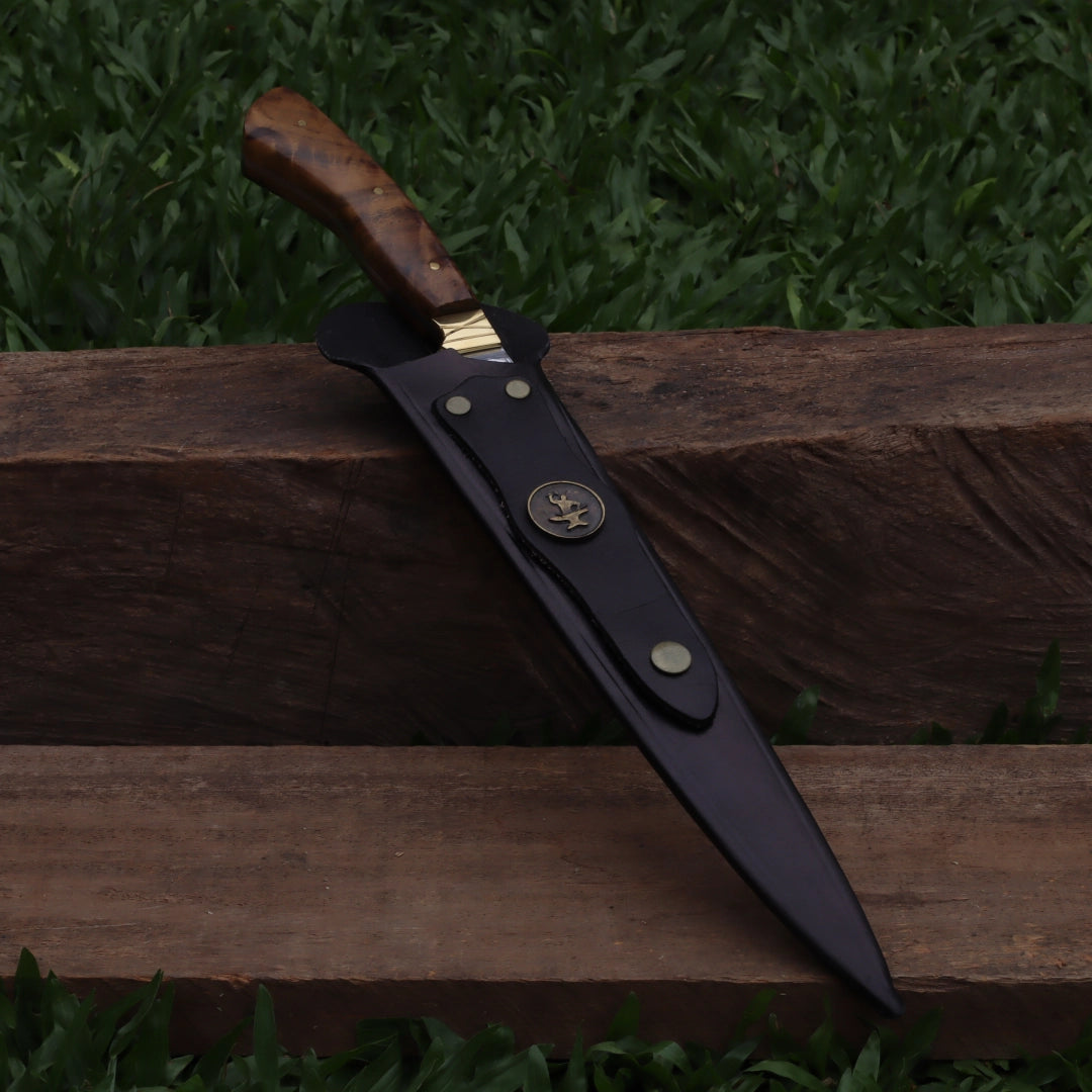 Faca Churrasco Artesanal Personalizada Furada | Aço Inox 10"