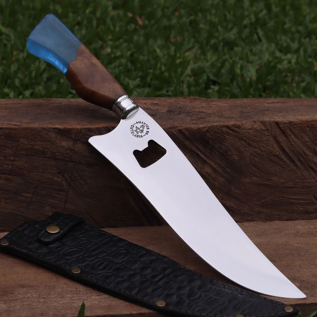 Faca Churrasco Artesanal Personalizada Premium com Abridor | Aço Inox 10"