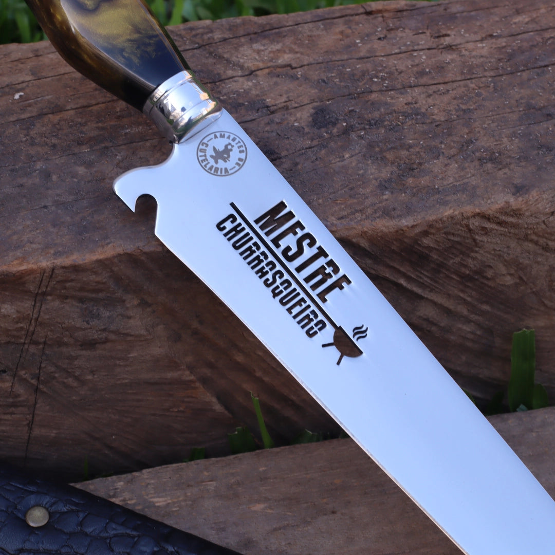 Faca Churrasco Artesanal Picanheira Mestre Churrasqueiro | Aço Inox 10"