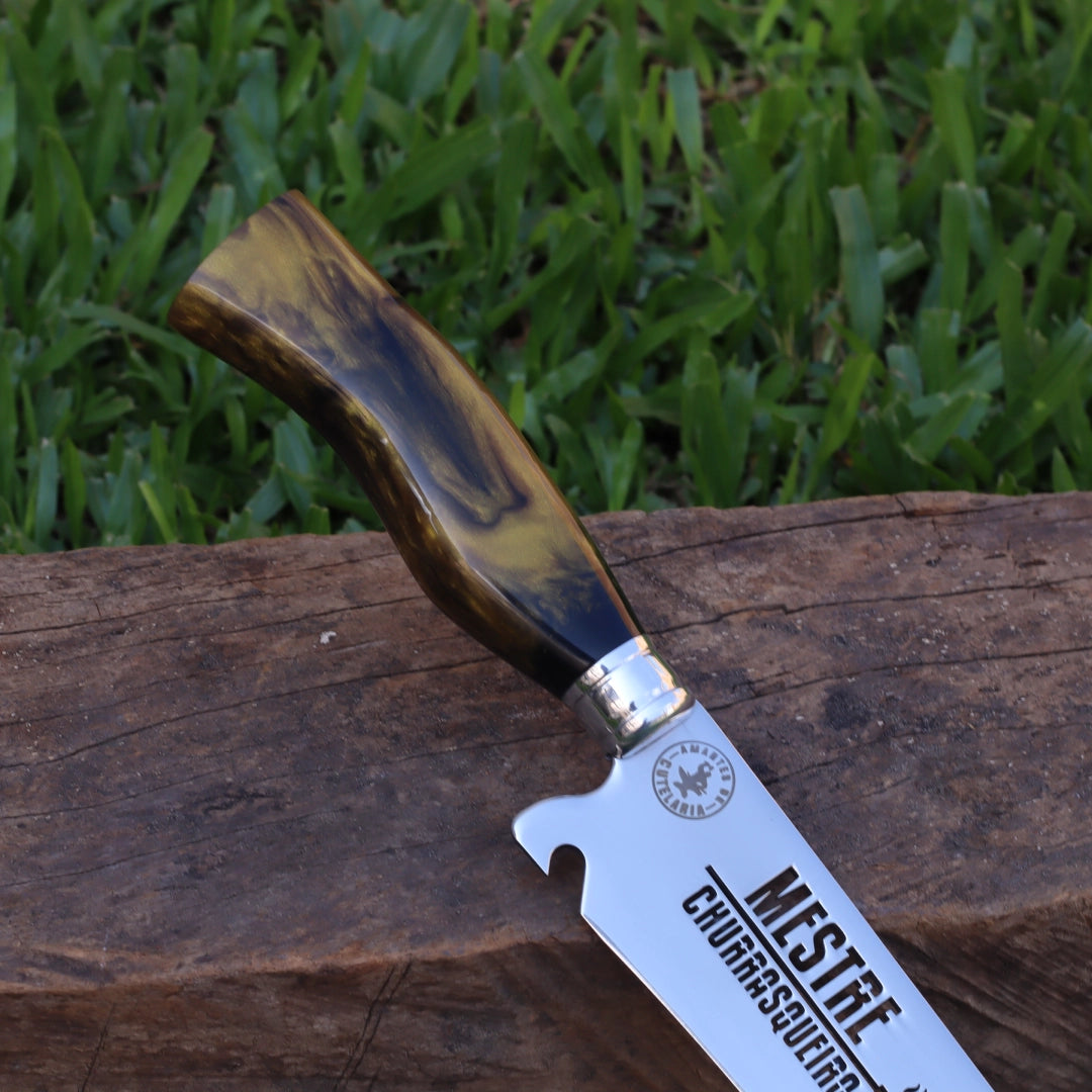 Faca Churrasco Artesanal Picanheira Mestre Churrasqueiro | Aço Inox 10"