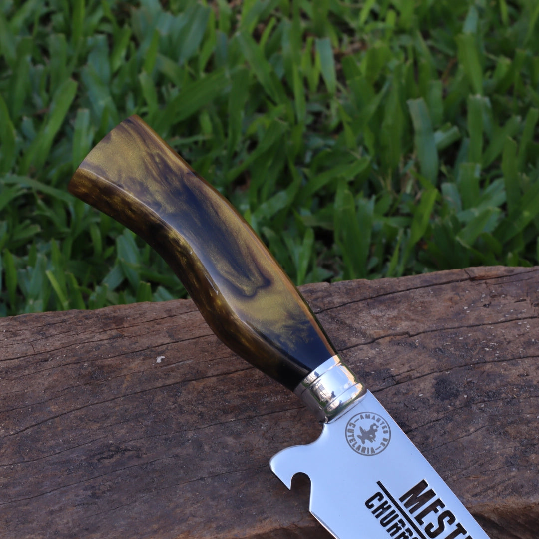 Faca Churrasco Artesanal Picanheira Mestre Churrasqueiro | Aço Inox 10"