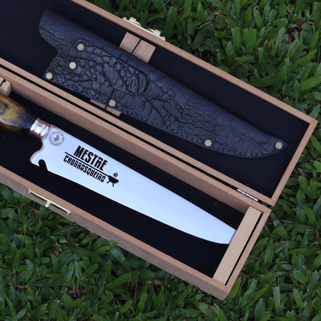 Faca Churrasco Artesanal Picanheira Mestre Churrasqueiro | Aço Inox 10"