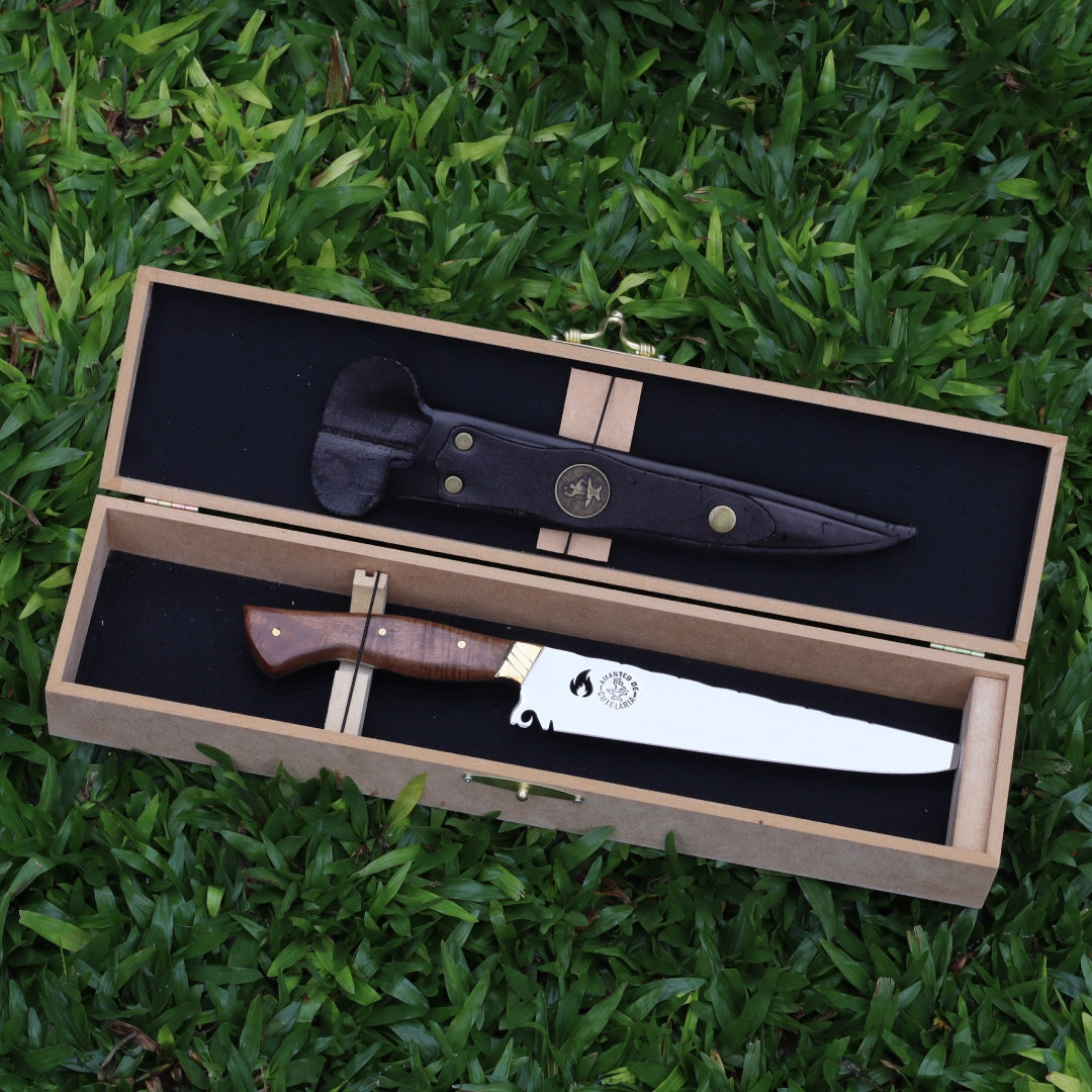 Faca Churrasco Artesanal Personalizada Fogo | Aço Inox 9"