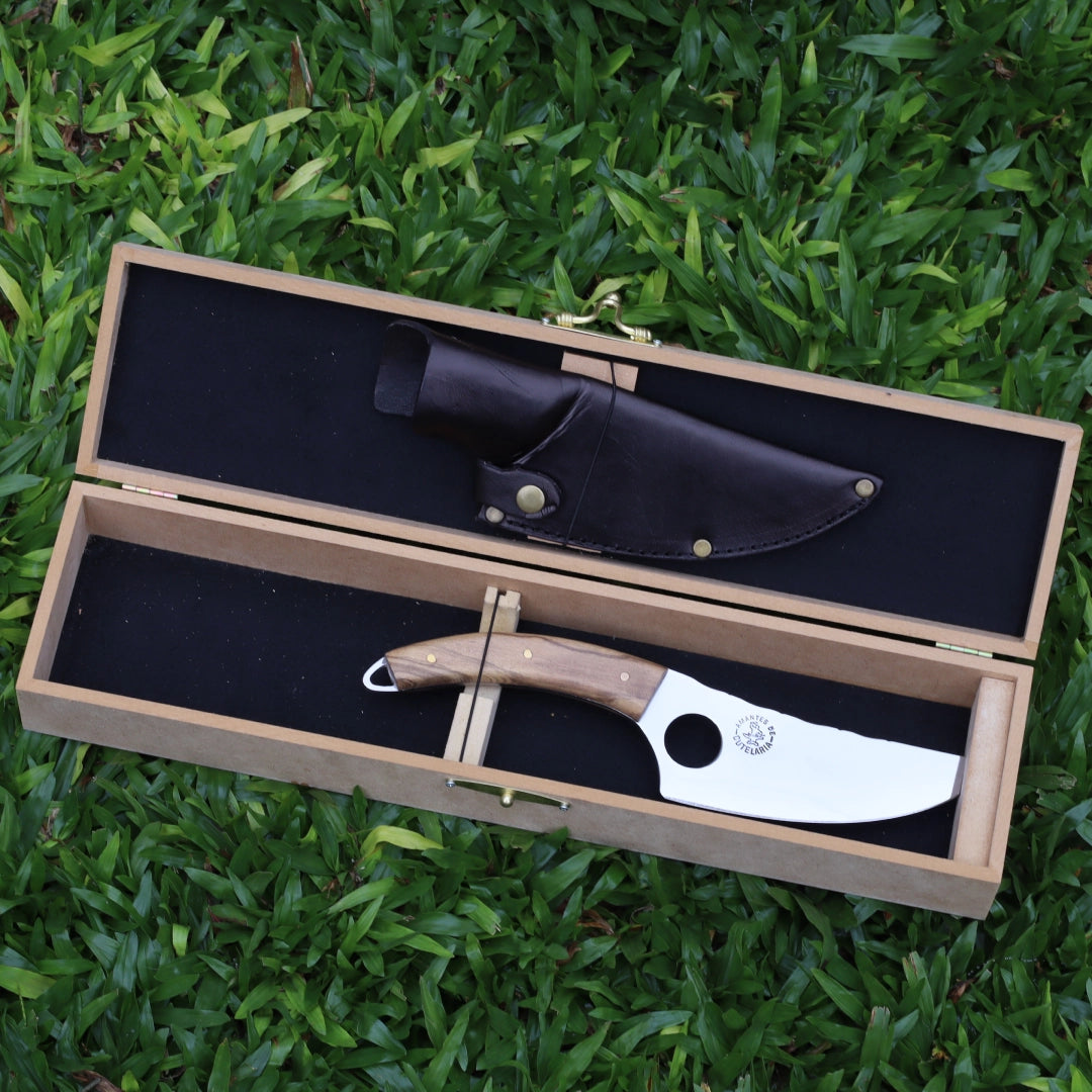 Faca Churrasco Artesanal Personalizada Olho de Tigre | Aço Inox 6"