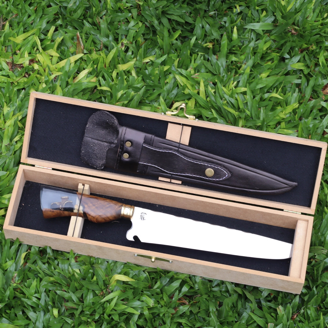 Faca Churrasco Artesanal Personalizada Trator e Soja | Aço Inox 10"