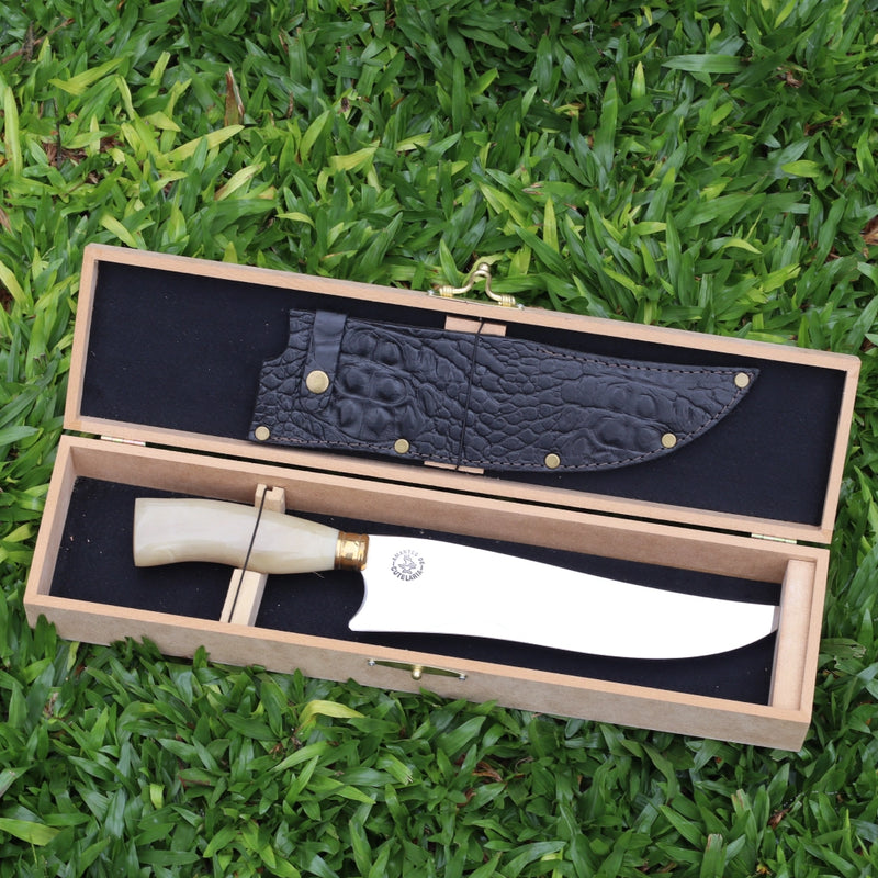 Faca Churrasco Artesanal Personalizada Premium Osso | Aço Inox 10"