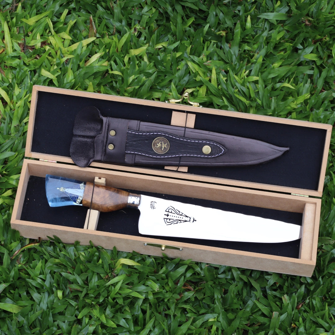 Faca Churrasco Artesanal Personalizada Nossa Senhora | Aço Inox 10"