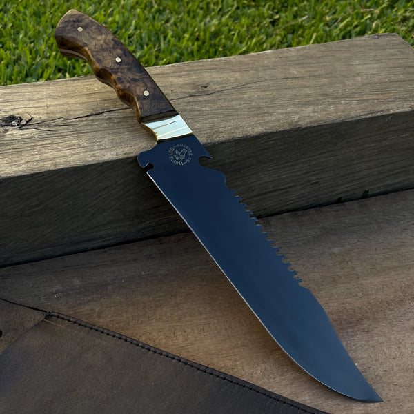 Faca Churrasco Artesanal Personalizada Bowie | Carbono Fosfatizado 10"