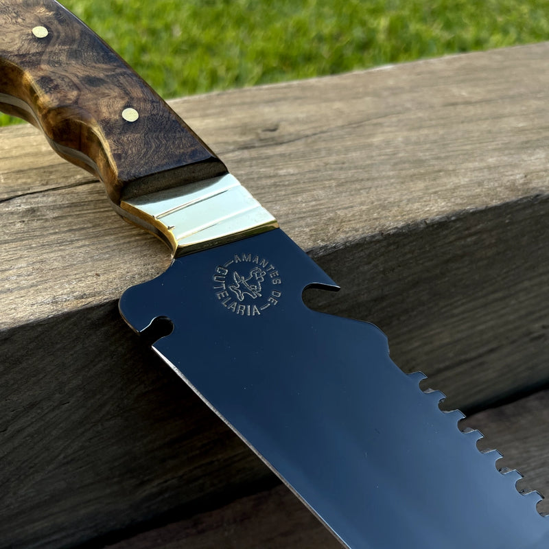 Faca Churrasco Artesanal Personalizada Bowie | Carbono Fosfatizado 10"