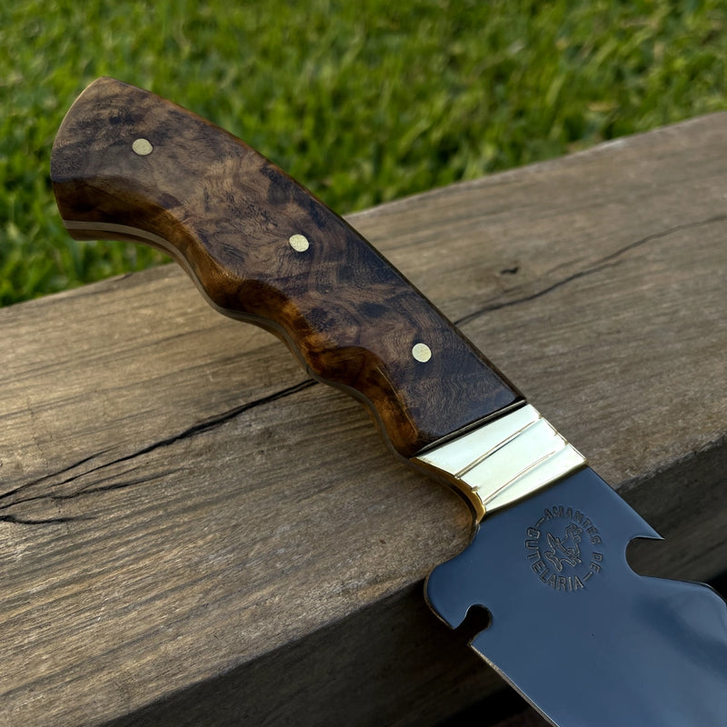 Faca Churrasco Artesanal Personalizada Bowie | Carbono Fosfatizado 10"