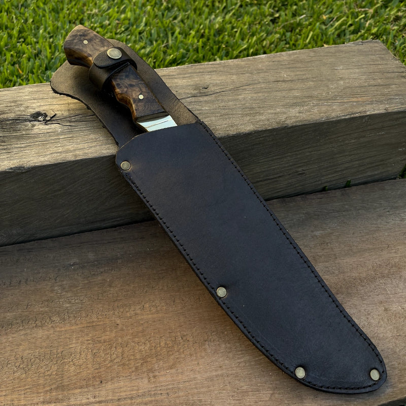 Faca Churrasco Artesanal Personalizada Bowie | Carbono Fosfatizado 10"