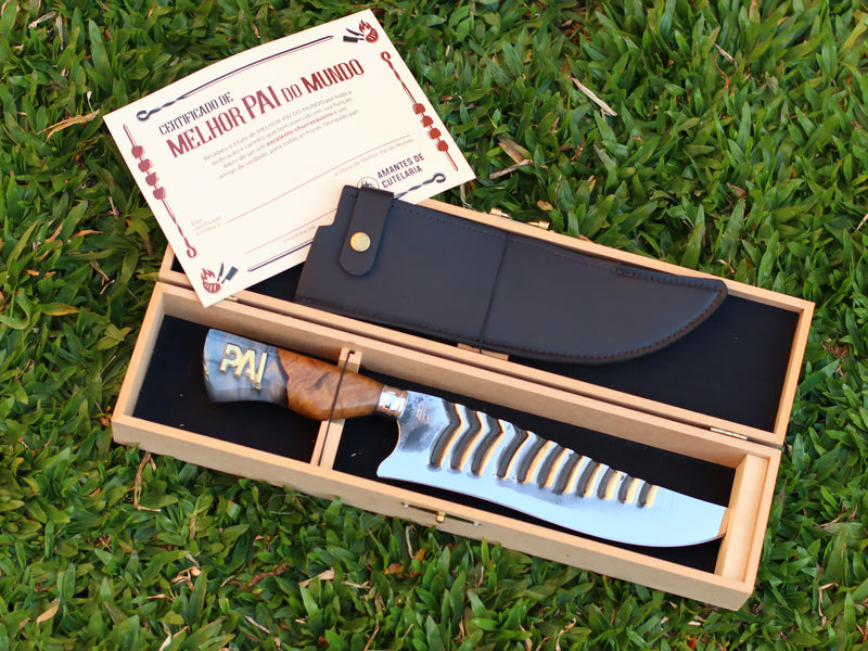 Faca Churrasco Artesanal Dia dos Pais | Super Premium | Aço Inox 10"