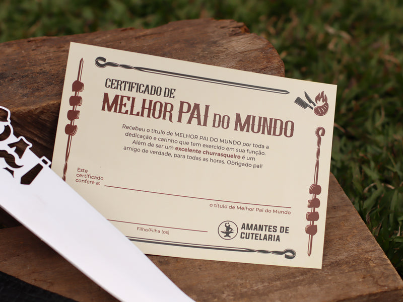 Faca Churrasco Artesanal Pai Churrasqueiro | Aço Inox e Cabo Nobre