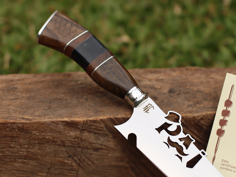 Faca Churrasco Artesanal Pai Churrasqueiro | Aço Inox e Cabo Nobre