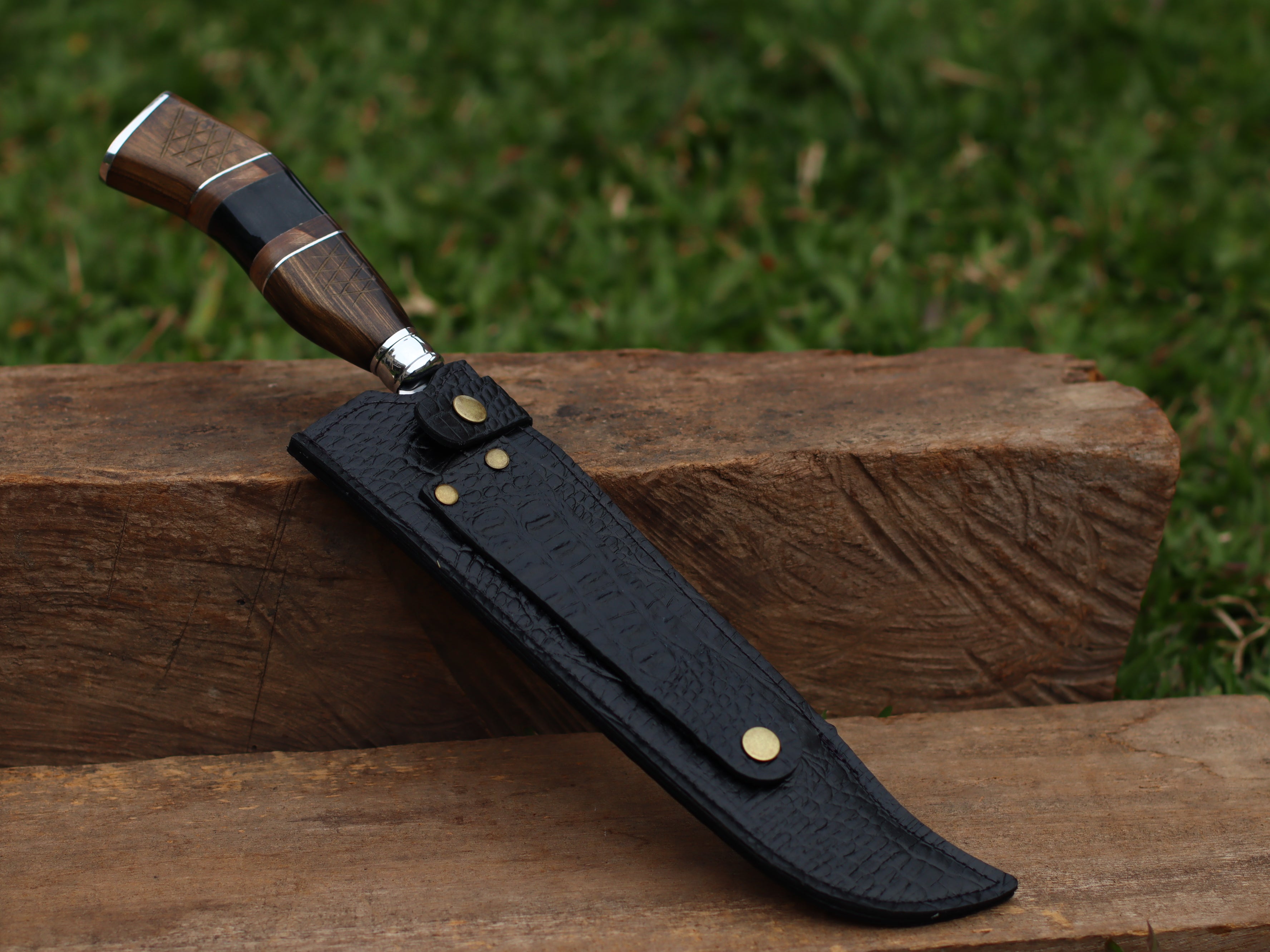 Faca Churrasco Artesanal Pai Raiz| Aço Inox e Cabo Nobre