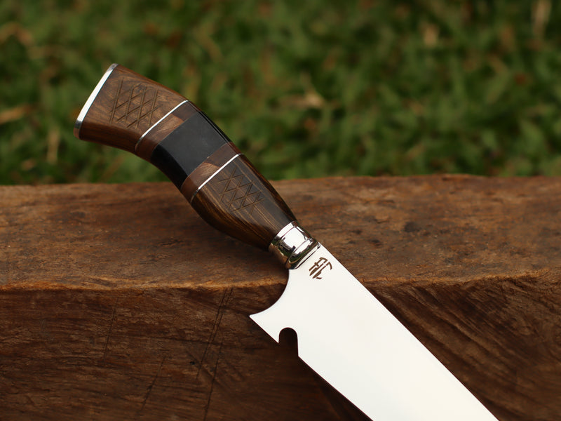 Faca Churrasco Artesanal Pai Raiz| Aço Inox e Cabo Nobre