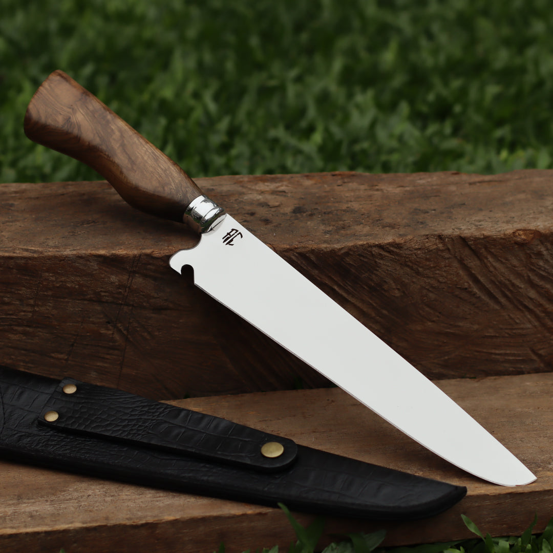 Faca Churrasco Picanheira Cabo em Madeira Nobre | Aço Inox 10"