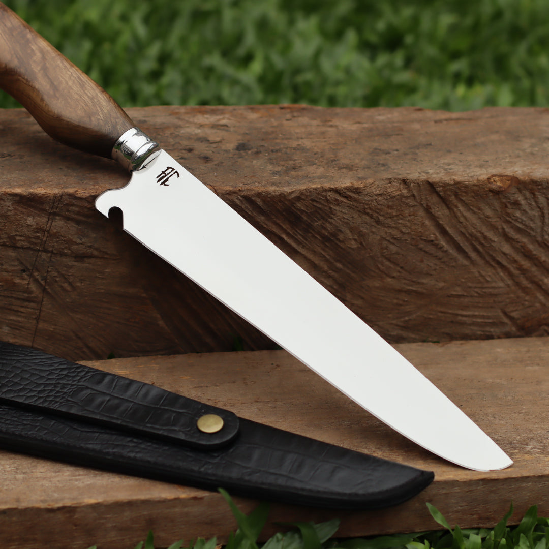 Faca Churrasco Picanheira Cabo em Madeira Nobre | Aço Inox 10"