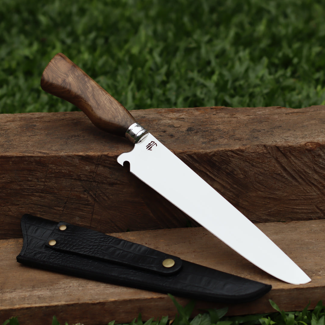 Faca Churrasco Picanheira Cabo em Madeira Nobre | Aço Inox 10"