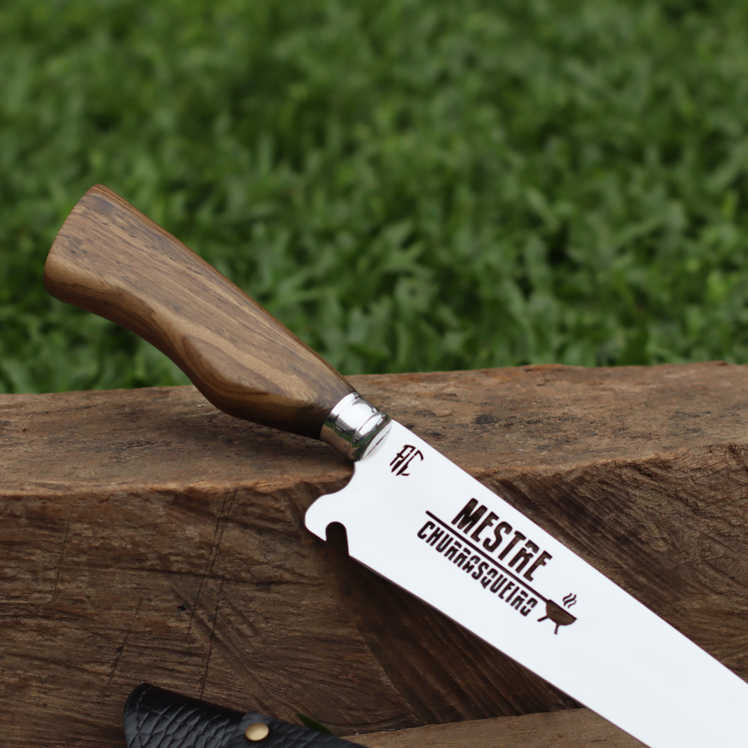Faca Churrasco Artesanal Picanheira Mestre Churrasqueiro | Aço Inox 10"