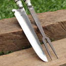 Kit Faca e Garfo Artesanal para Churrasco Personalizada | Presente | Cervo, Tatu, Cavalo