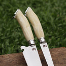 Kit Faca e Garfo Artesanal para Churrasco Personalizada | Presente | Cervo, Tatu, Cavalo