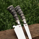 Kit Faca e Garfo Artesanal para Churrasco Personalizada | Presente | Cervo, Tatu, Cavalo