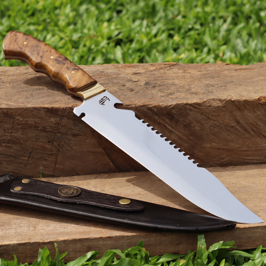 Faca Churrasco Artesanal Personalizada Bowie | Aço Inox 10"