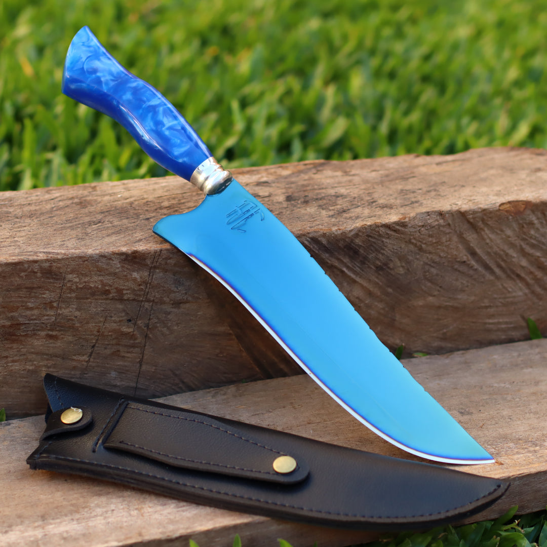 Faca Churrasco Artesanal Personalizada Anodizadas | Aço Inox