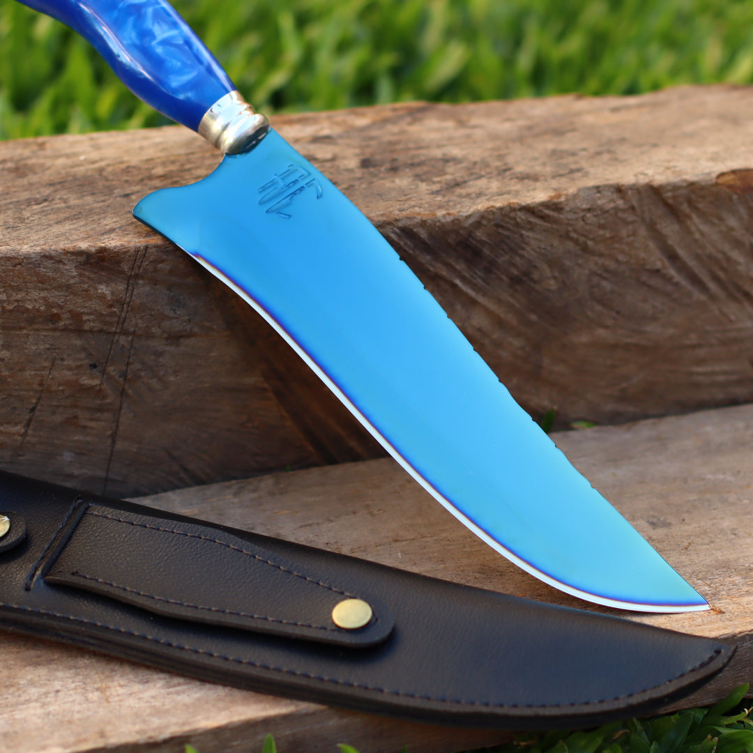 Faca Churrasco Artesanal Personalizada Anodizadas | Aço Inox