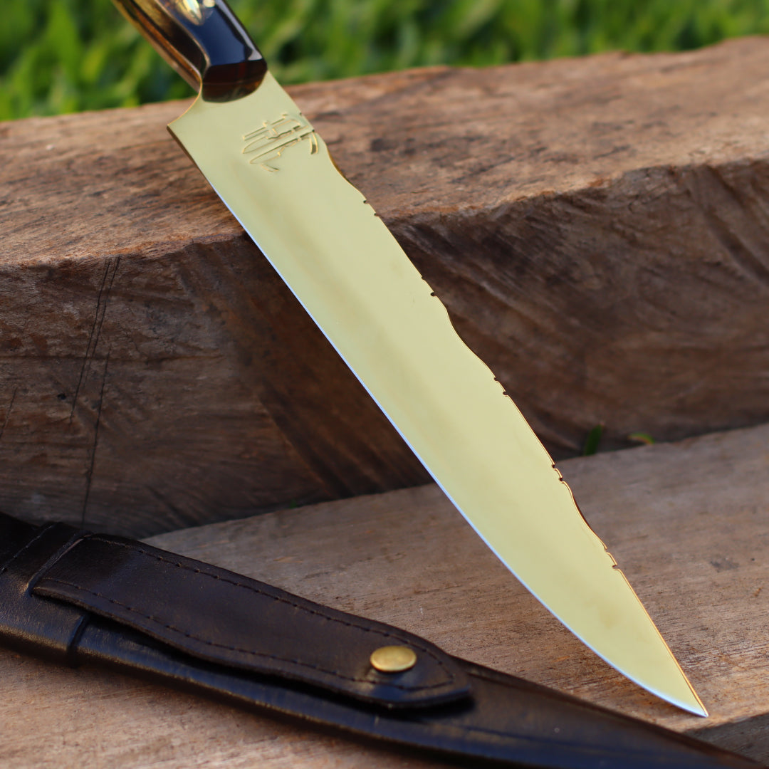 Faca Churrasco Artesanal Personalizada Anodizadas | Aço Inox