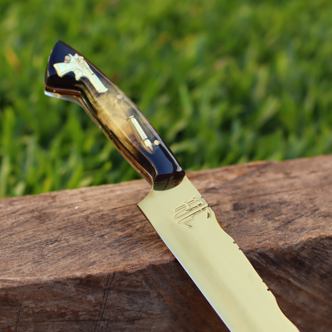 Faca Churrasco Artesanal Personalizada Anodizadas | Aço Inox