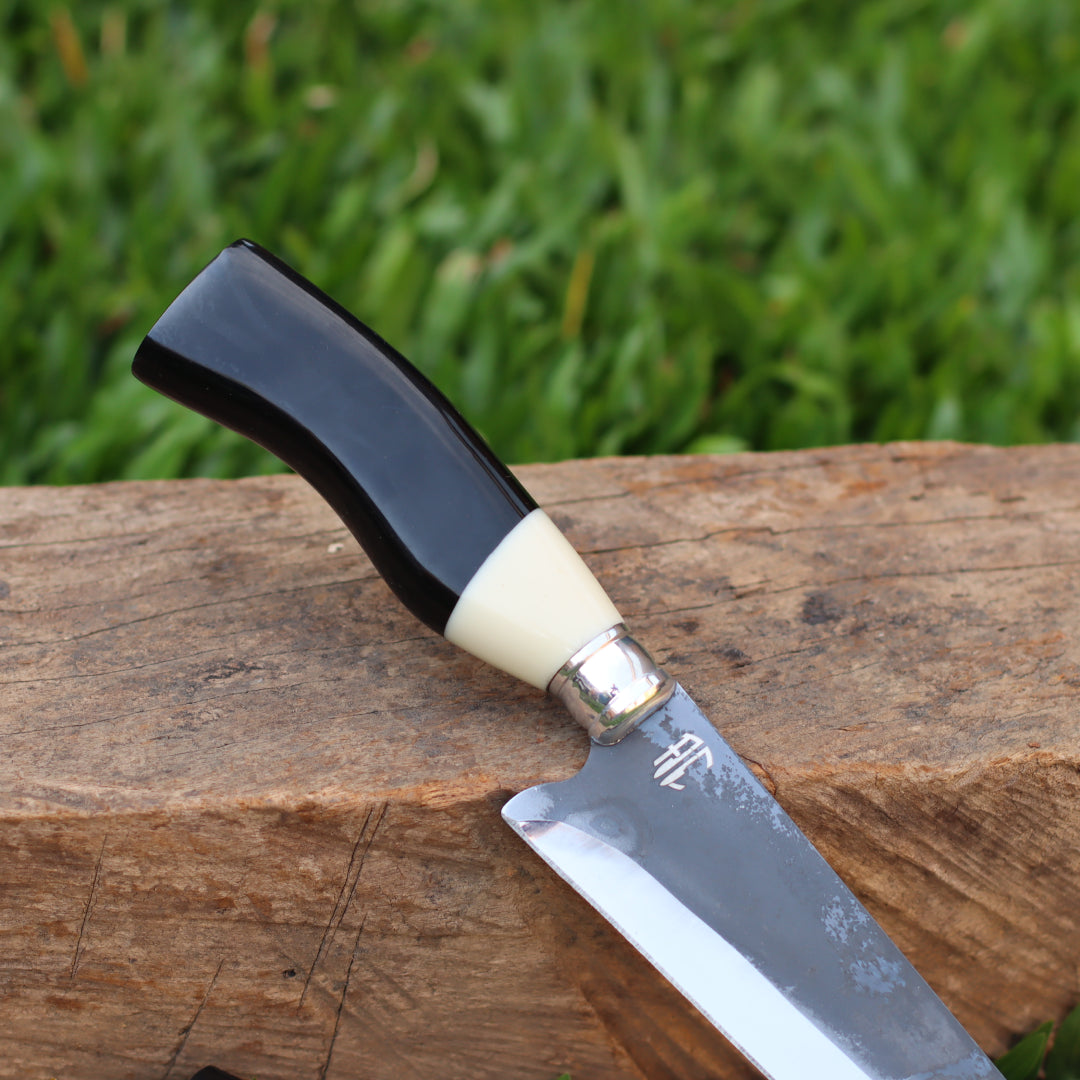 Faca Churrasco Artesanal Picanheira Cabo de Osso Brut Forge | Aço Inox 9"