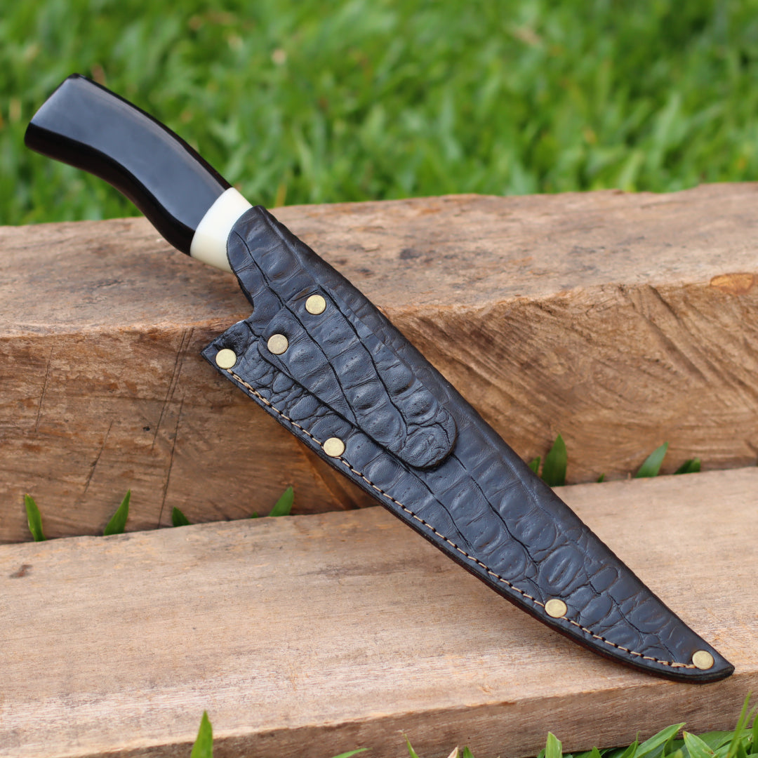 Faca Churrasco Artesanal Picanheira Cabo de Osso Brut Forge | Aço Inox 9"