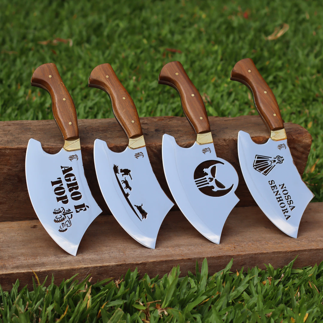 Cutelos Churrasco Artesanais Sortidos Personalizados | Aço Inox 9"