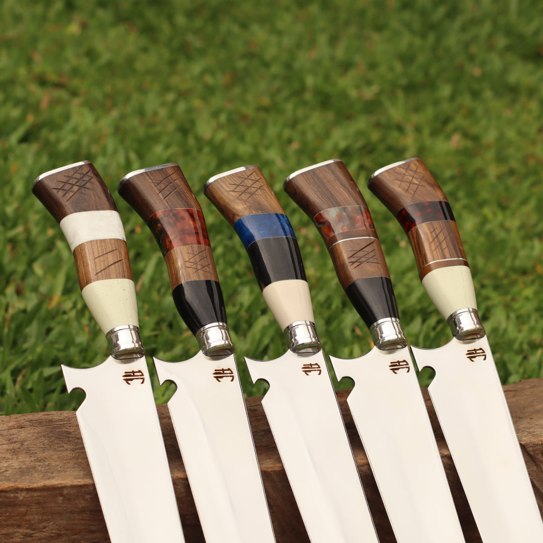 Faca Churrasco Artesanal Picanheira Sortida Cabo Hibrído | Aço Inox 10"