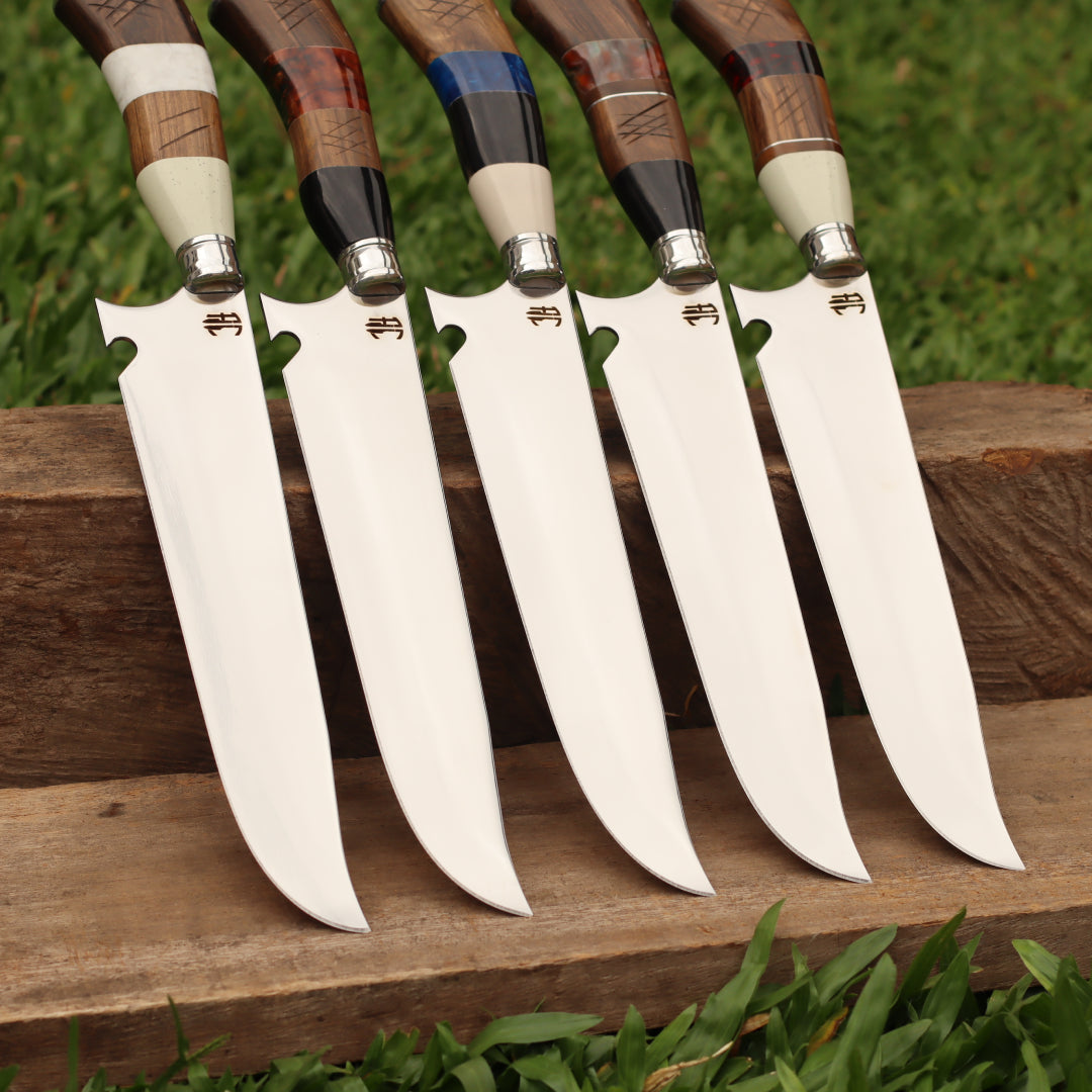 Faca Churrasco Artesanal Picanheira Sortida Cabo Hibrído | Aço Inox 10"