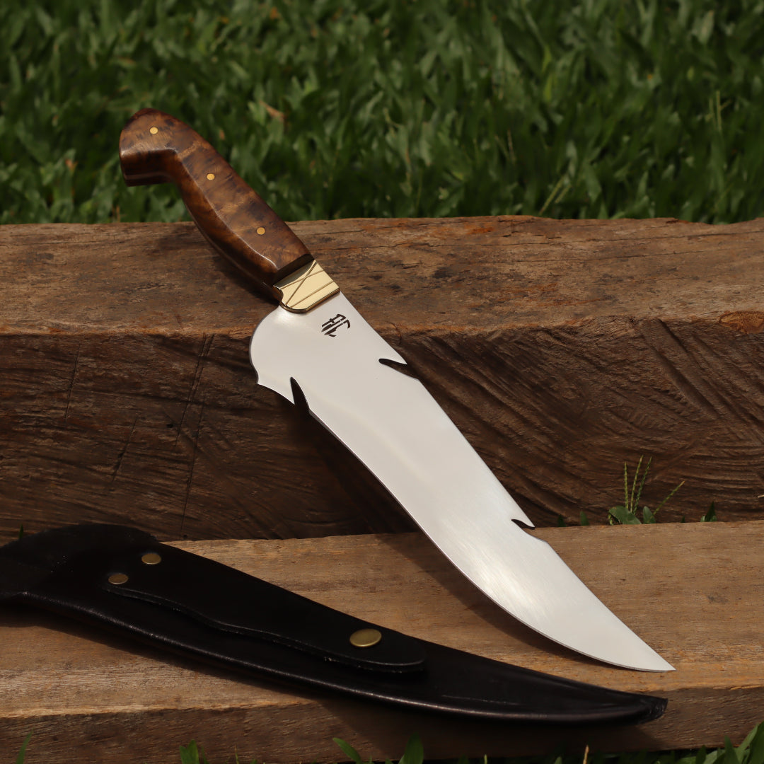 Faca Churrasco Artesanal Personalizada Chamas | Aço Inox 10"